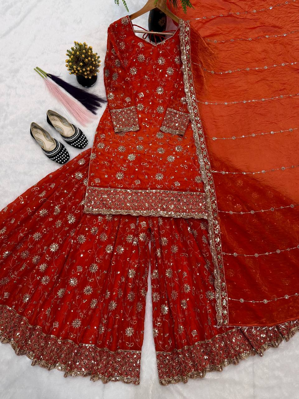 Neo-Classic Burnt Orange Couture